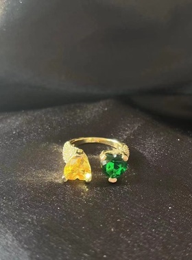 彩色宝石戒指轻奢时尚个性女