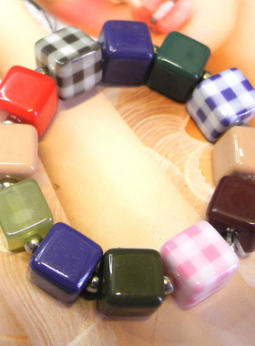 彩色切面方块手链大方糖手环