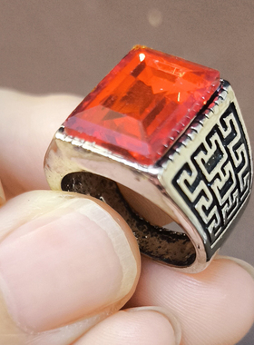 复古风孤品做旧铜镀合金镶钻戒指