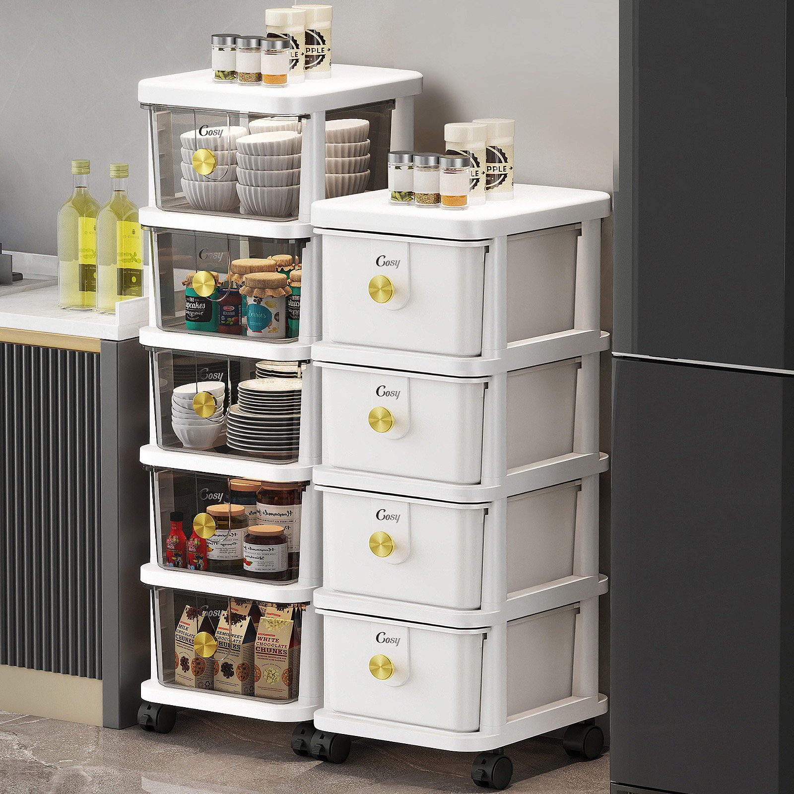 抽屉式收纳柜家用多层可移动零食置物架收纳箱桌下储物柜床头柜子,淘宝优惠券,粉丝福利购,淘宝优惠卷