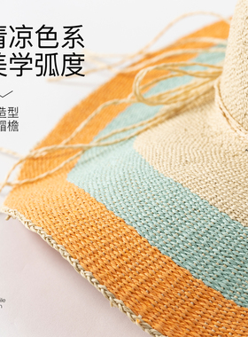 FANCET草帽女夏季草编遮阳防晒帽