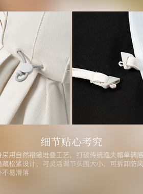 FANCET凡饰夏季新款防晒帽女大帽檐披风遮阳帽凉感渔夫帽带防风绳