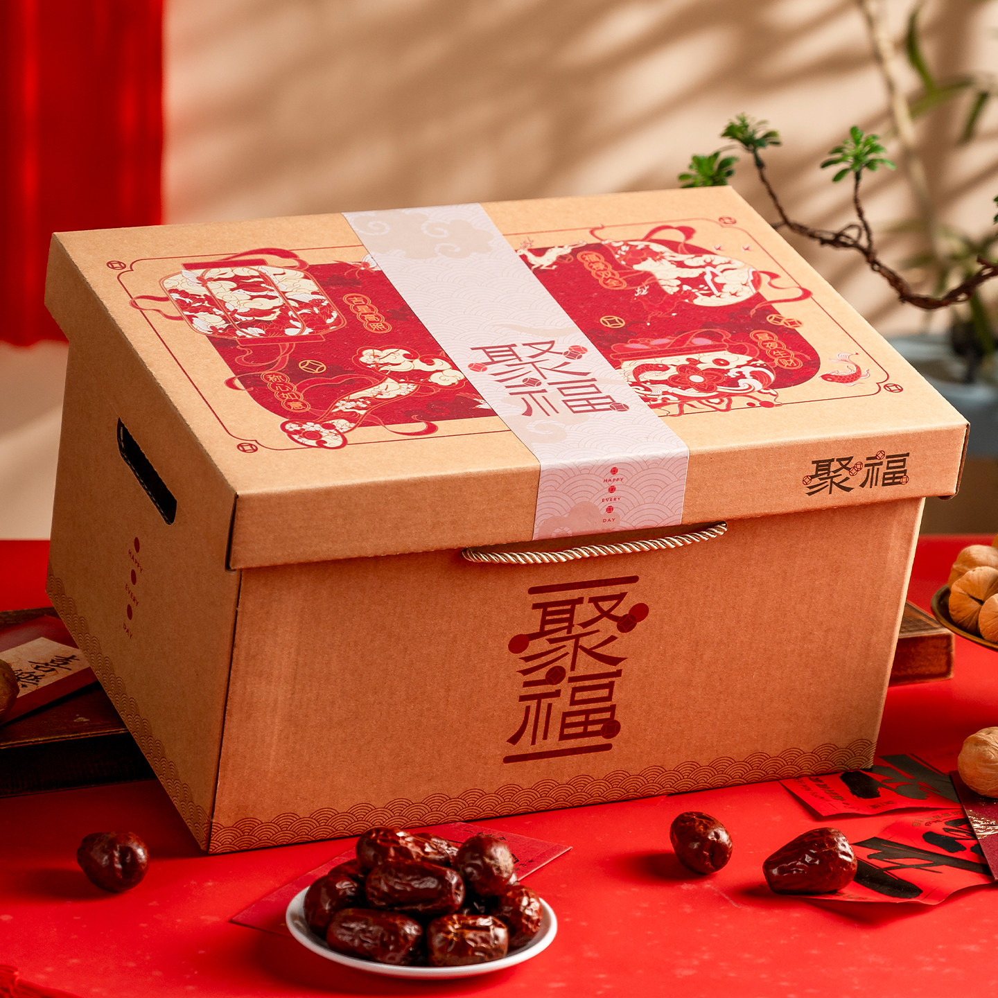 牛皮卡年货通用礼品包装盒定制坚果干果特产熟食腊肉花饽饽大纸箱,淘宝优惠券,粉丝福利购,淘宝优惠卷