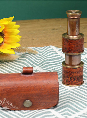 仿古风望远镜美式印度黄铜工艺品