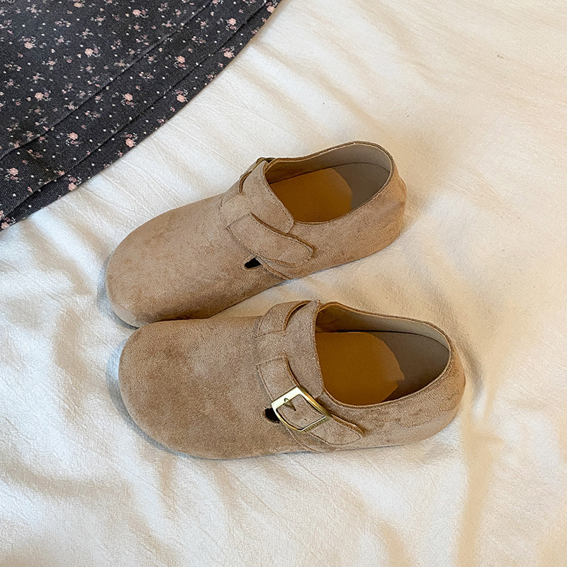 娇彤全真皮版2025春秋新款勃肯鞋女全包平底魔术贴博肯单鞋晚晚鞋,淘宝优惠券,粉丝福利购,淘宝优惠卷