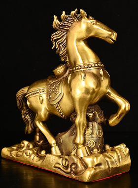 黄铜生肖马摆件 铜立马发财 家居办公桌面装饰礼品工艺品批发