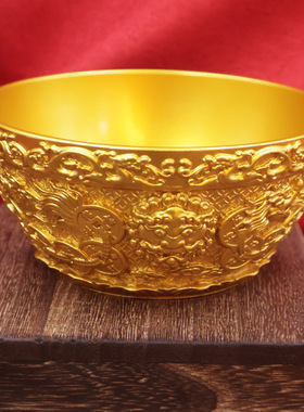 黄铜龙虎聚宝盆摆件招财盆店铺公司开业工艺品摆件高档黄铜聚宝盆