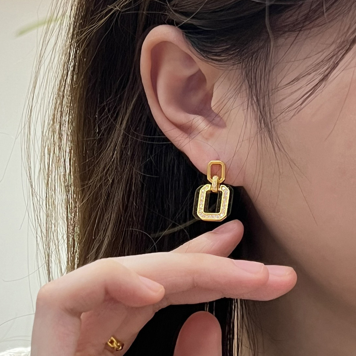 吉盟珠宝999足金点钻耳钉送女友黄金耳饰简约几何形耳坠时尚ins风,淘宝优惠券,粉丝福利购,淘宝优惠卷