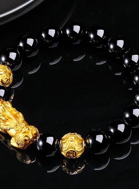 吉盟珠宝手串黄金转运珠貔貅手链