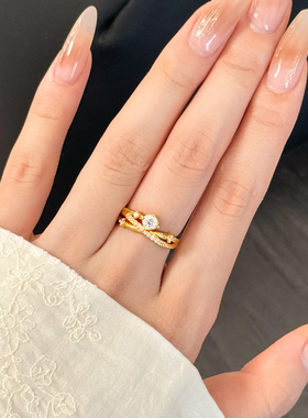 5D点钻黄金戒指足金指环闪耀星河