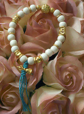 吉盟珠宝古法银手串藏式编绳个性文玩风猛犸手链女新中式国潮