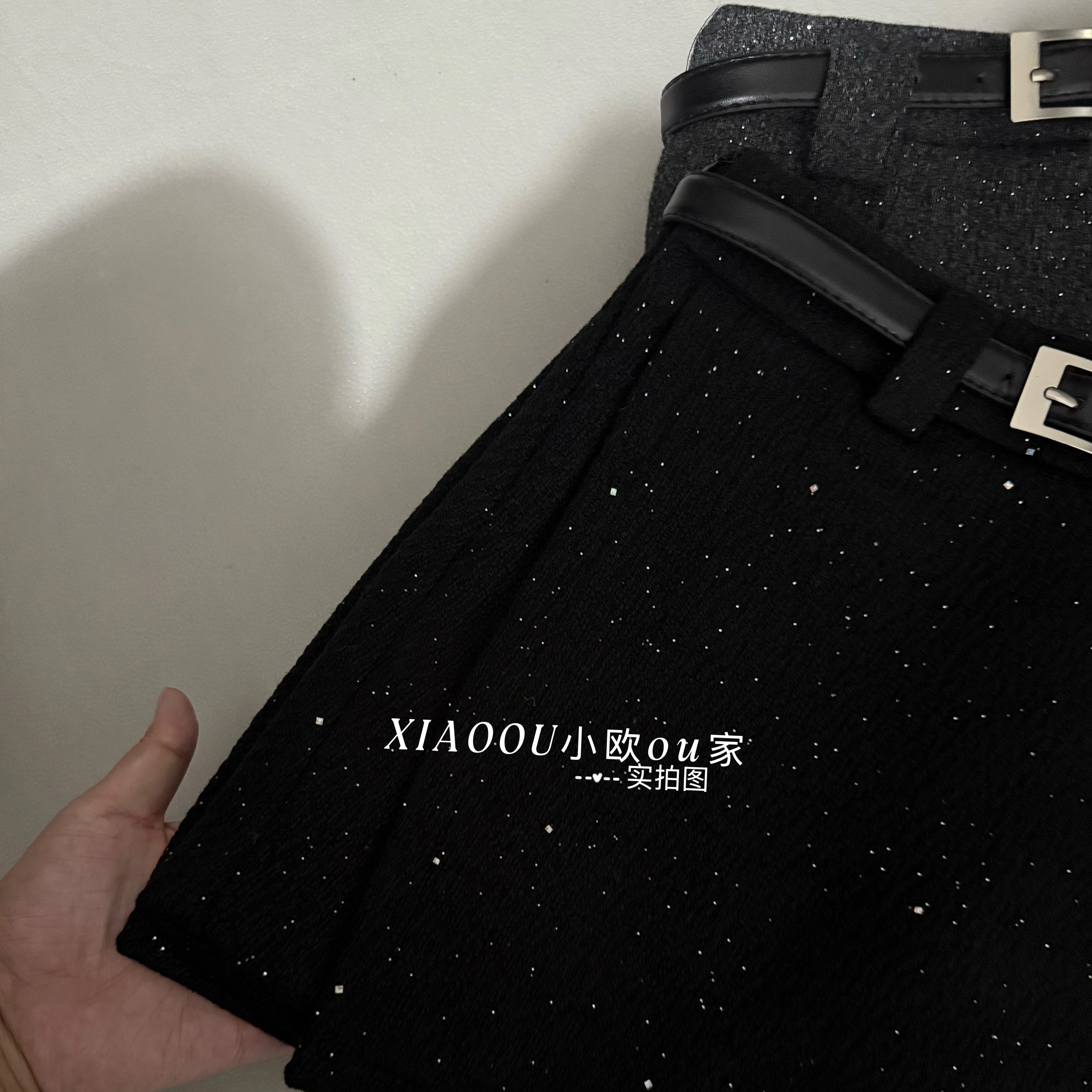 细闪呢子半身裤裙女高腰A字短裤裙腰带显瘦百搭裤裙,淘宝优惠券,粉丝福利购,淘宝优惠卷