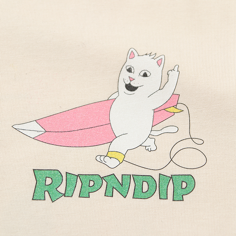 美国潮牌RIPNDIP 中指猫短袖T恤 EVERYBODY SURFS冲浪 男女情侣款 - 图2