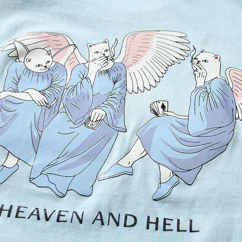 美国潮牌RIPNDIP 贱猫短袖T恤 扎染 HEAVEN AND HELL 男女情侣款