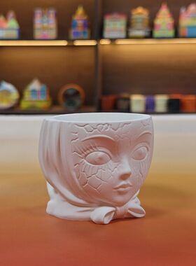 乐信瓷面香薰蜡烛石膏空杯花盆栽笔筒扩香容器皿DIY创意摆件ins风