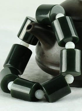 和田青玉柱形竹节节高男款手串