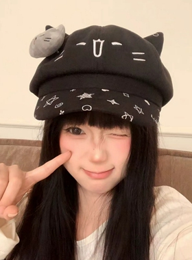 可爱猫耳贝雷帽女卡通立体玩偶