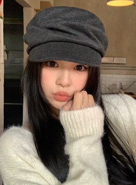 日系慵懒山本风堆叠感贝雷帽子