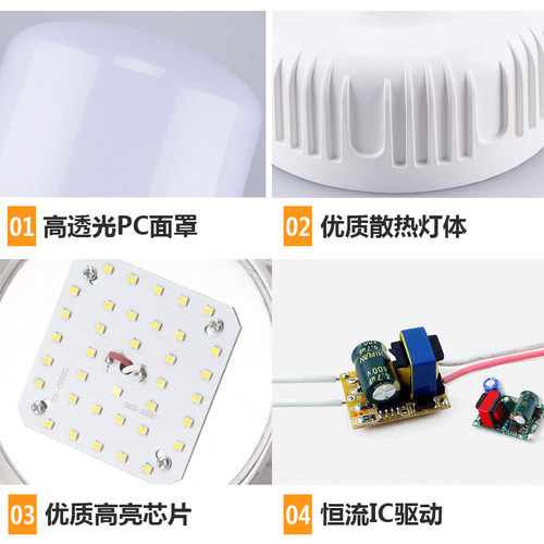 超亮LED灯泡E27螺口家用省电节能灯护眼灯大功率工厂螺纹球泡白光 - 图2