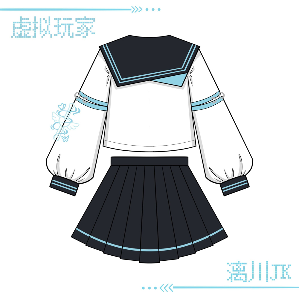 【虚拟玩家】漓川jk原创正版水手服套装 可爱学生校服双接袖预约 - 图2