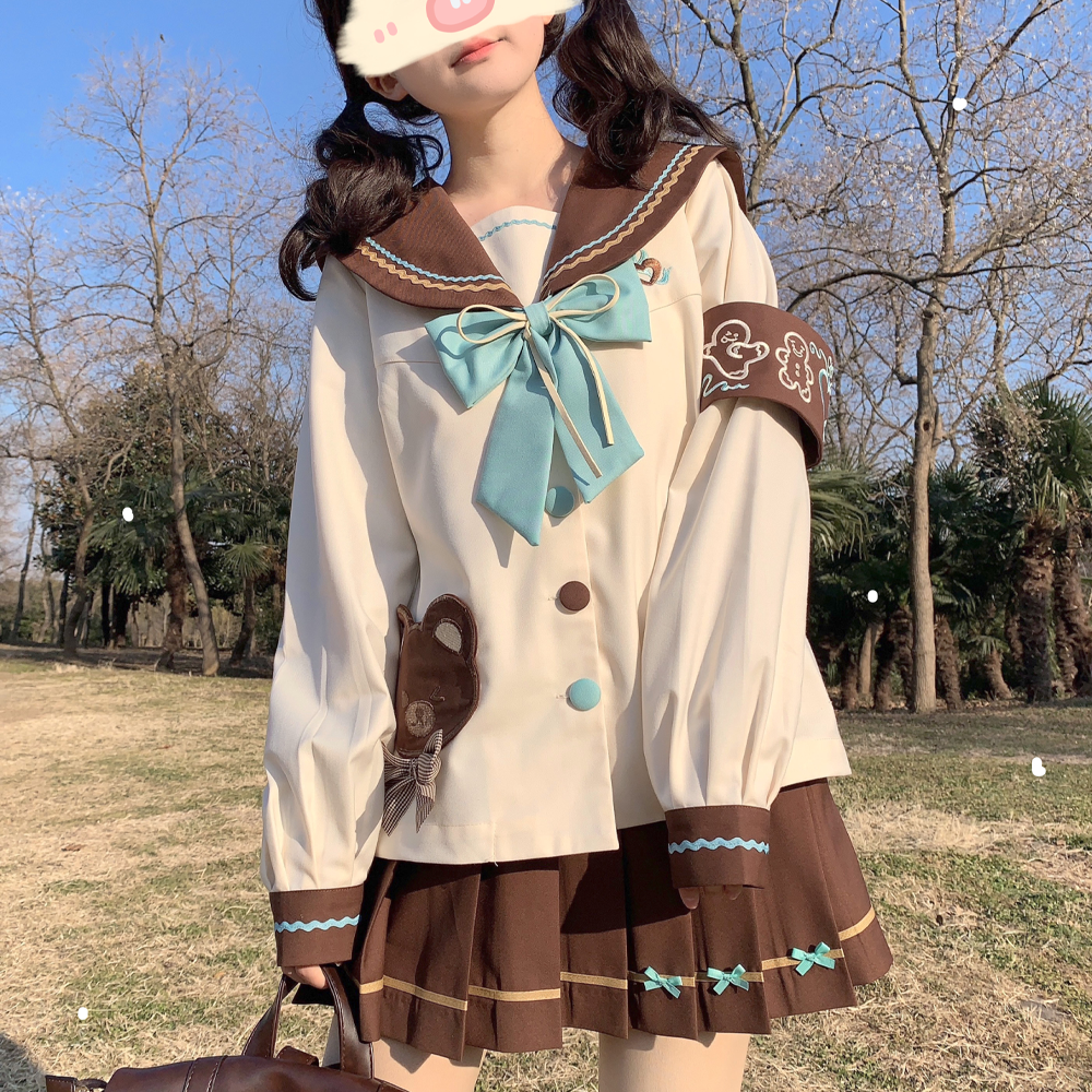 【熊仔饼干】原创正版JK制服套装可爱幼稚园水手服日系学生校服-图0