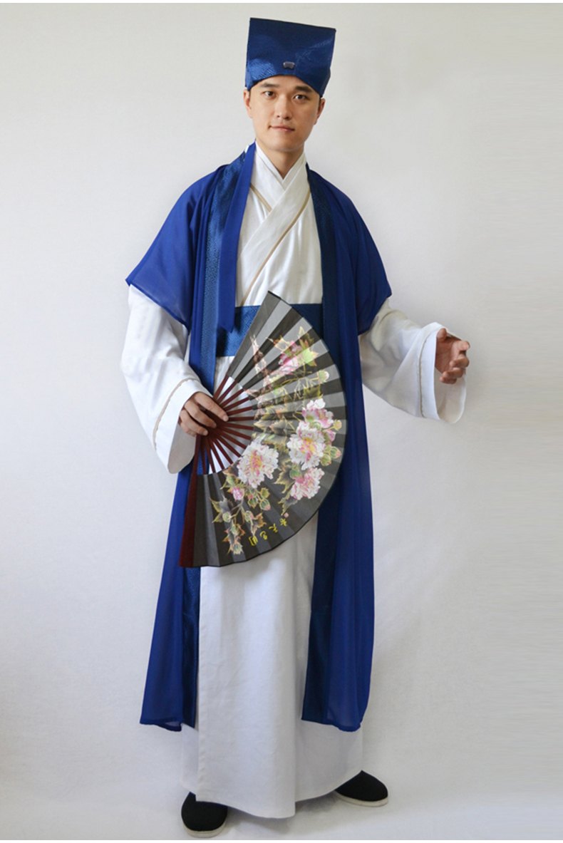 水晶伊人十七坊服饰旗舰店古装书生服装古代民族演出服唐装汉服男式中国风秀才装才子演出服1
