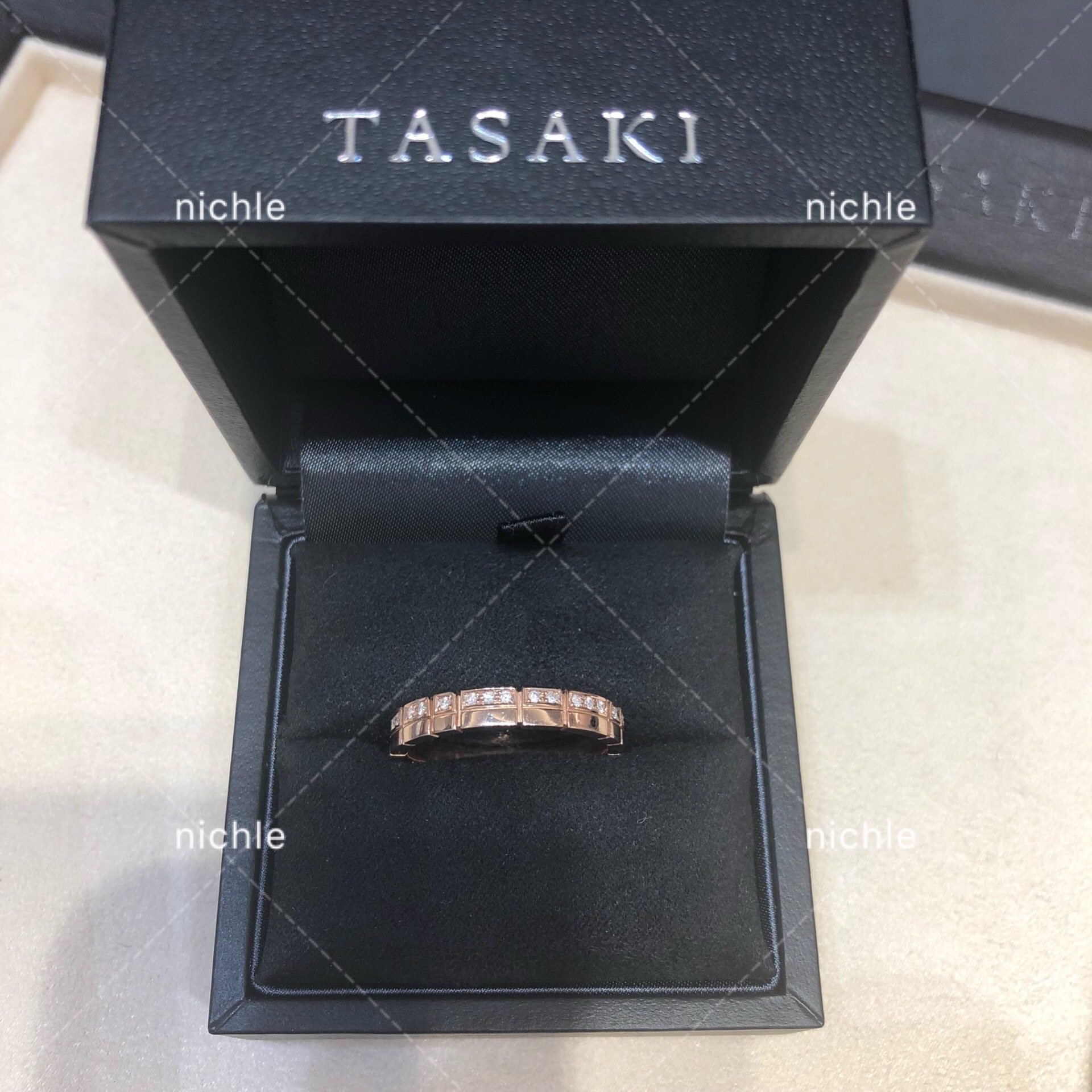 *代购 TASAKI塔思琦 PIANO系列-18k樱花金 双层 钻石婚戒对戒戒指 - 图0