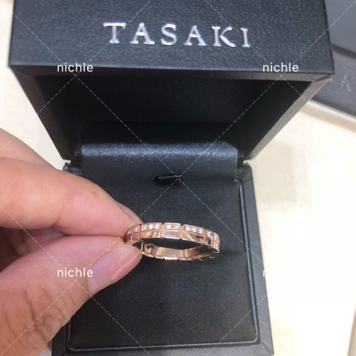 *代购 TASAKI塔思琦 PIANO系列-18k樱花金 双层 钻石婚戒对戒戒指 - 图2
