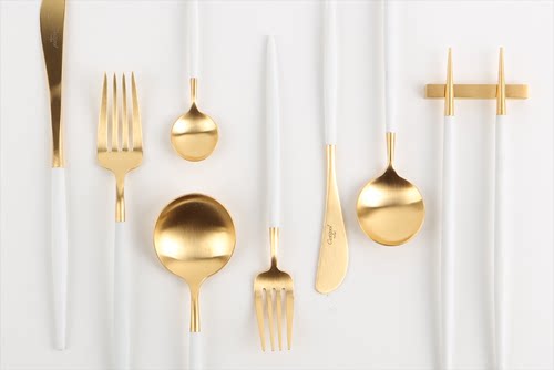 葡萄牙Cutipol官方授权GOA WhiteGold白色镀金西餐叉甜点咖啡勺 - 图2