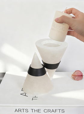 天然白色云石烛台摆件组合装饰