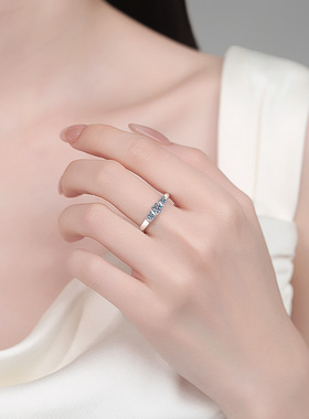 S925莫桑石波浪设计感订婚戒指