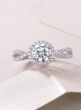 莫桑石戒指女轻奢高级感925纯银