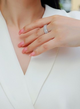 S925纯银莫桑钻石闭口爆闪戒指