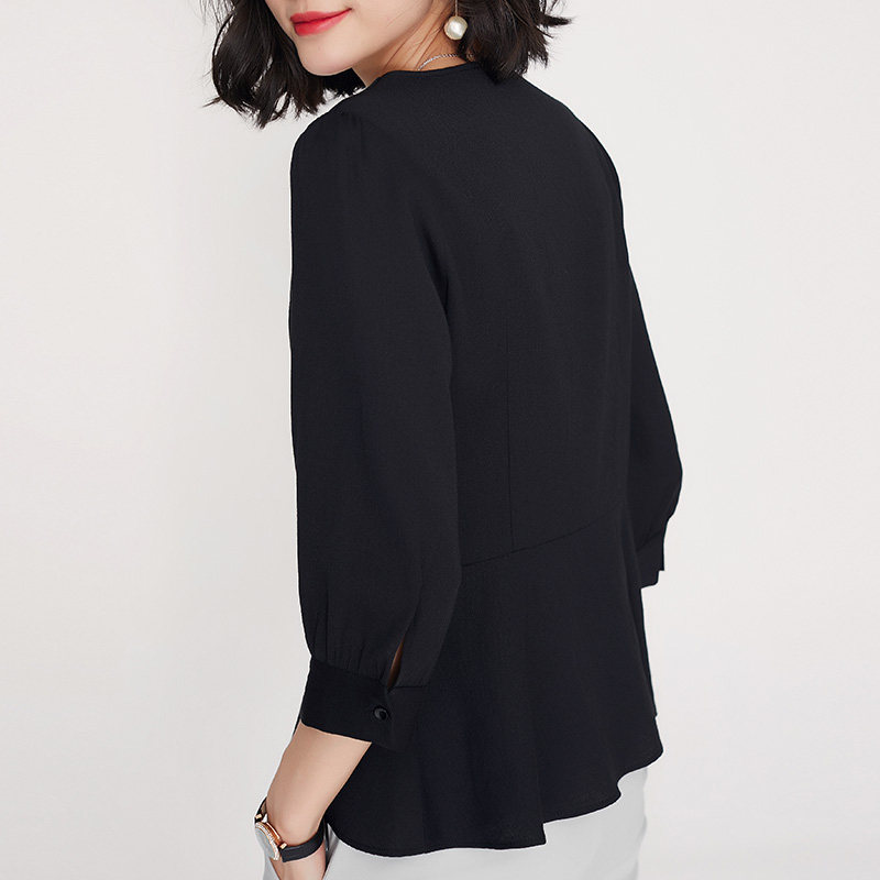 早秋2020新款小衫女百搭v领t恤 欧茄林服饰T恤