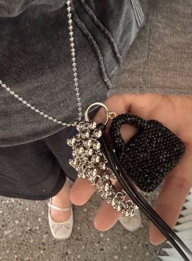 韩国博主同款水瓶吊坠项链斜挎包包挂件女配饰小众设计感毛衣链女