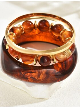 欧美饰品2025新款设计感手镯组合女士高级感树脂手镯