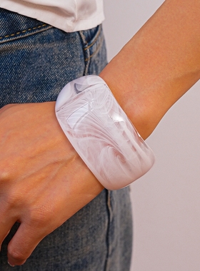 欧美波纹树叶交叉开口手镯轻奢高级感手环时尚百搭夸张手饰女