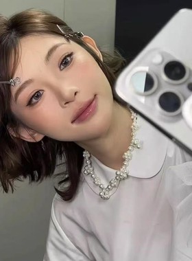 痞幼同款韩系手工串珠痞同款项链玻璃珠珠花朵好看锁骨链