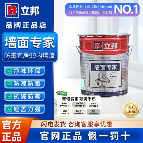 立邦内墙墙面专家乳胶漆室内环保家用自刷翻新修补白色防霉净味漆 - 图0