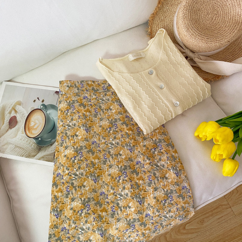 毛菇小象碎花a字女2020夏半身裙 毛菇小象半身裙