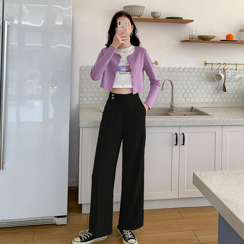 毛菇小象高腰直筒2020新女夏休闲裤 毛菇小象休闲裤