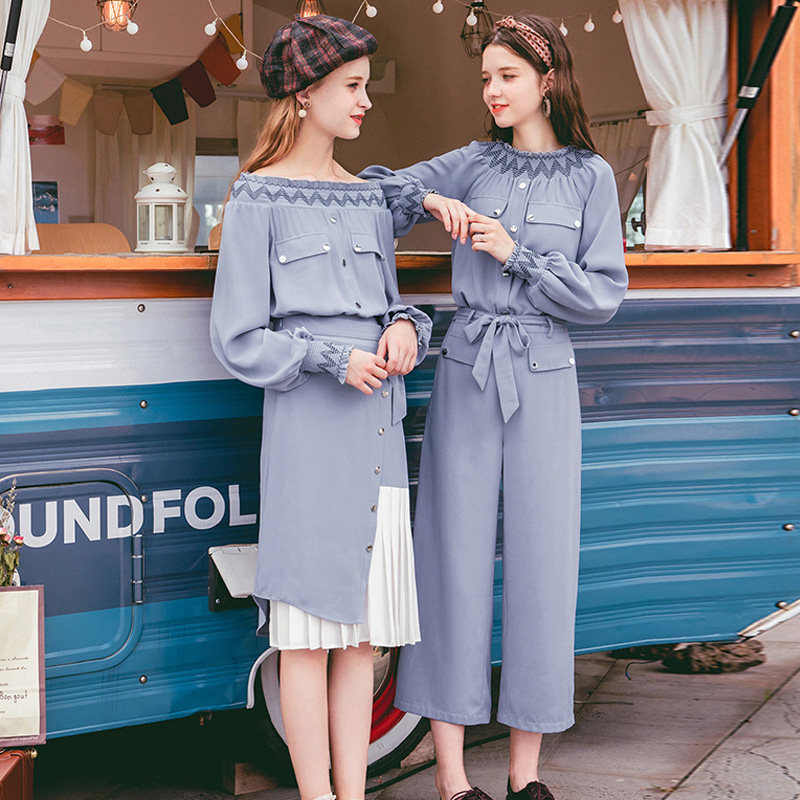 毛菇小象2020新款夏两件套装半身裙 毛菇小象蕾丝衫/雪纺衫