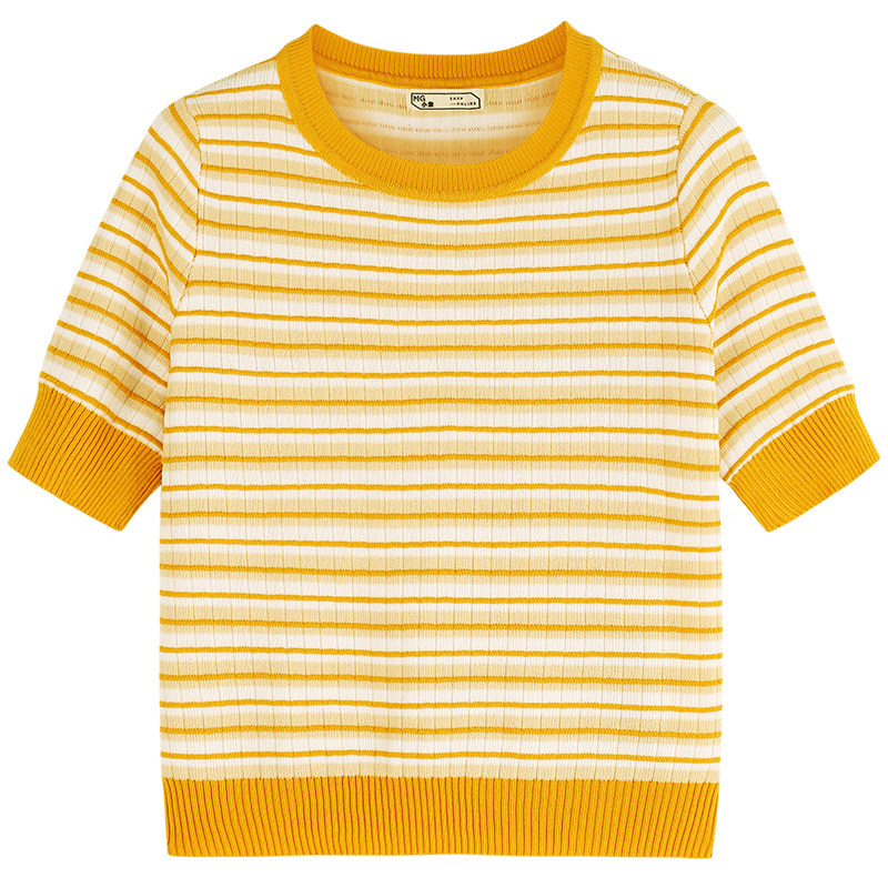 毛菇小象短袖2020年夏新款条纹t恤 毛菇小象T恤