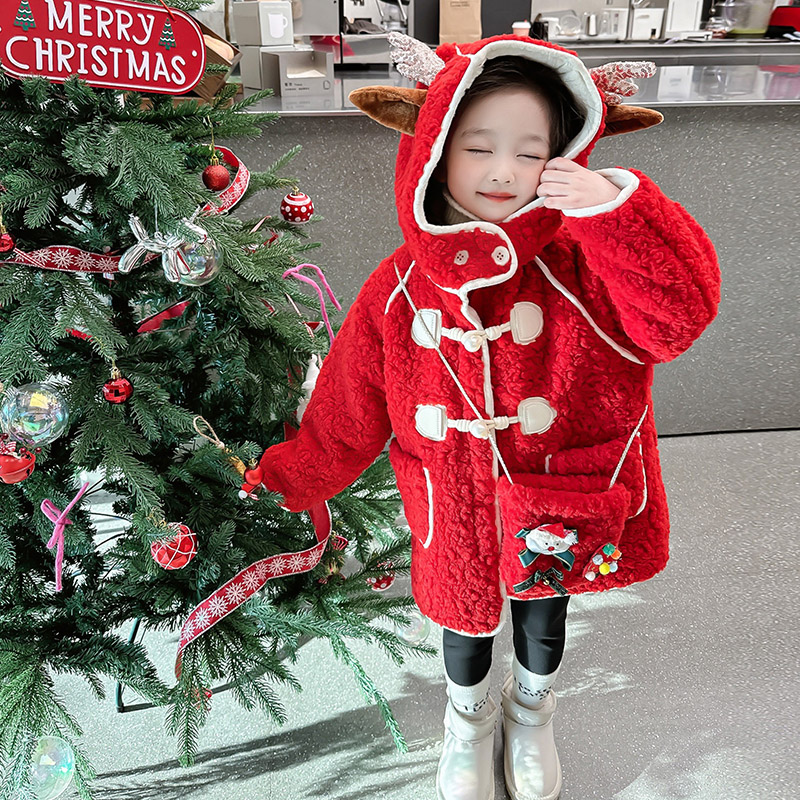 拜年服女童冬装外套加厚女宝宝过年服冬季儿童新年装龙年女孩大衣