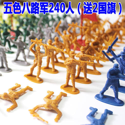 包邮二战小士兵军人套装兵人八路军战争沙盘场景军事基地模型玩具 - 图0