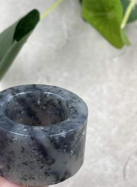 新疆和田玉青花籽平安如意扳指戒指圈口21内径指环圆圈包邮男女