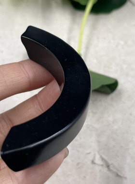 新疆和田玉墨玉平安如意弧形手饰半圆手镯把玩挂件包邮26克带证书