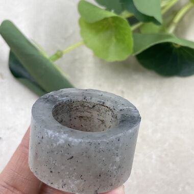 新疆和田玉点墨青花扳指戒指圈口22指环边角料玉石料下脚料包邮t