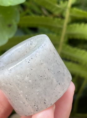 新疆和田玉籽玉点墨青花扳指戒指圈口20内径戒圈指环手饰把玩包邮