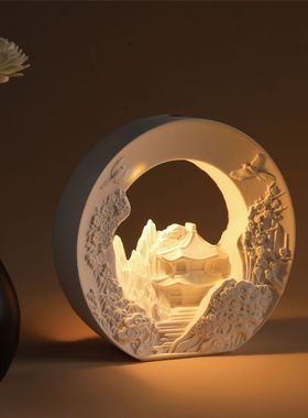 YQS新中式扩香石香薰灯 家居氛围摆件石膏香薰香水送闺蜜生日礼物